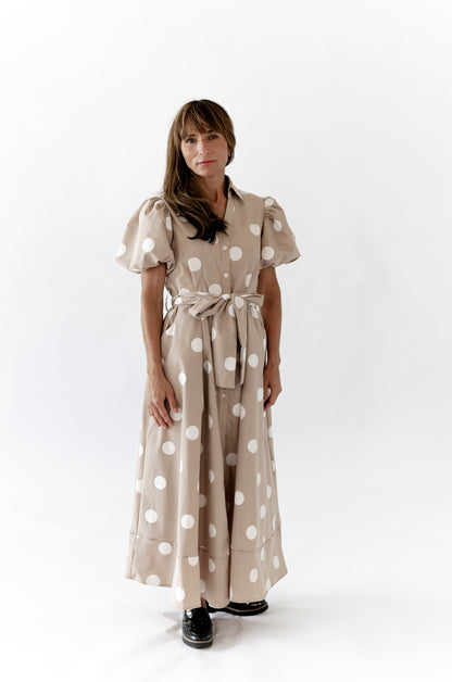 Bayside Polka Dot Dress · Taupe