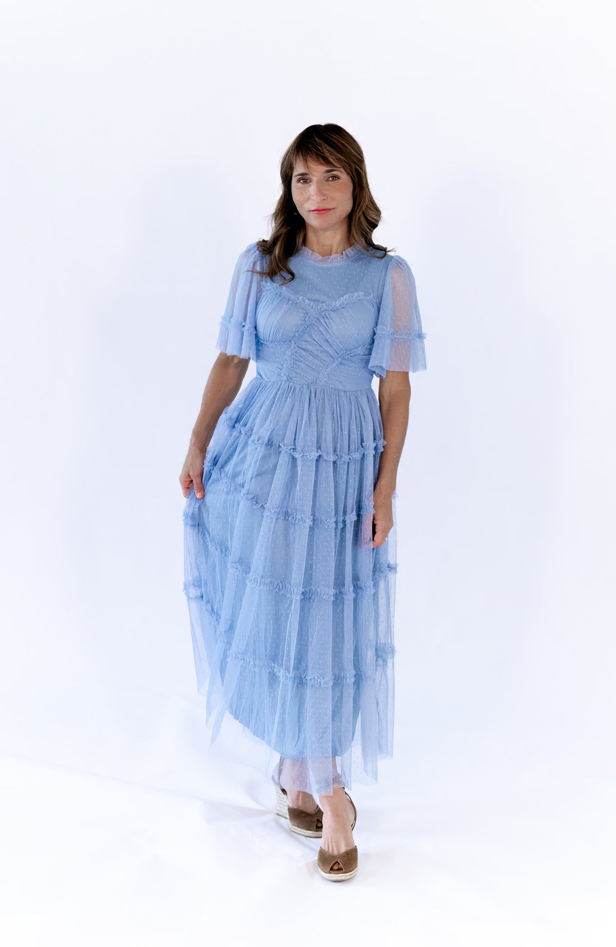 Georgina Mesh Dress · Dusty Blue