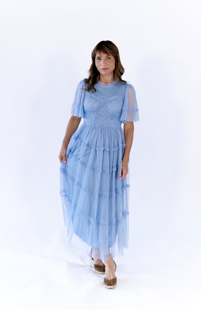 Georgina Mesh Dress · Dusty Blue