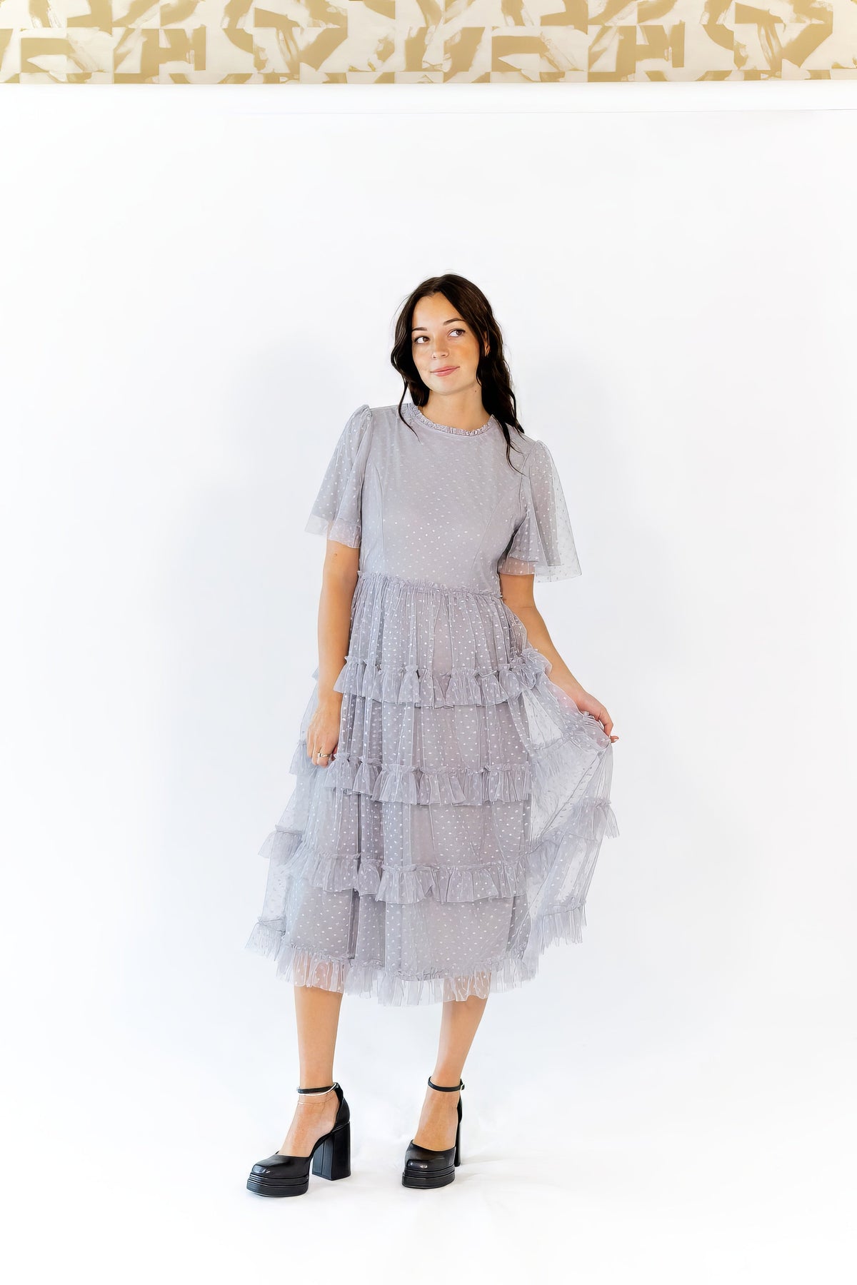 Shannon Tiered Ruffle Skirt Midi Dress