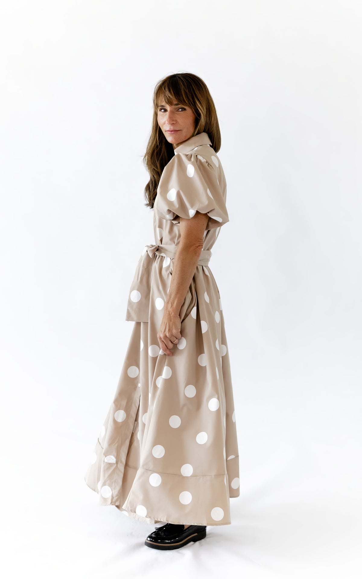 Bayside Polka Dot Dress · Taupe