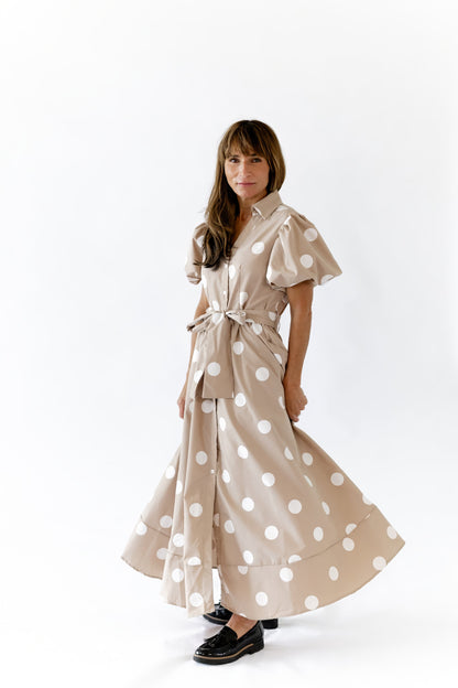 Bayside Polka Dot Dress · Taupe