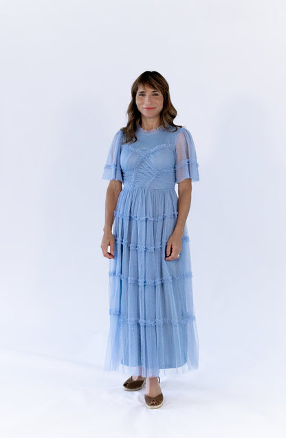 Georgina Mesh Dress · Dusty Blue