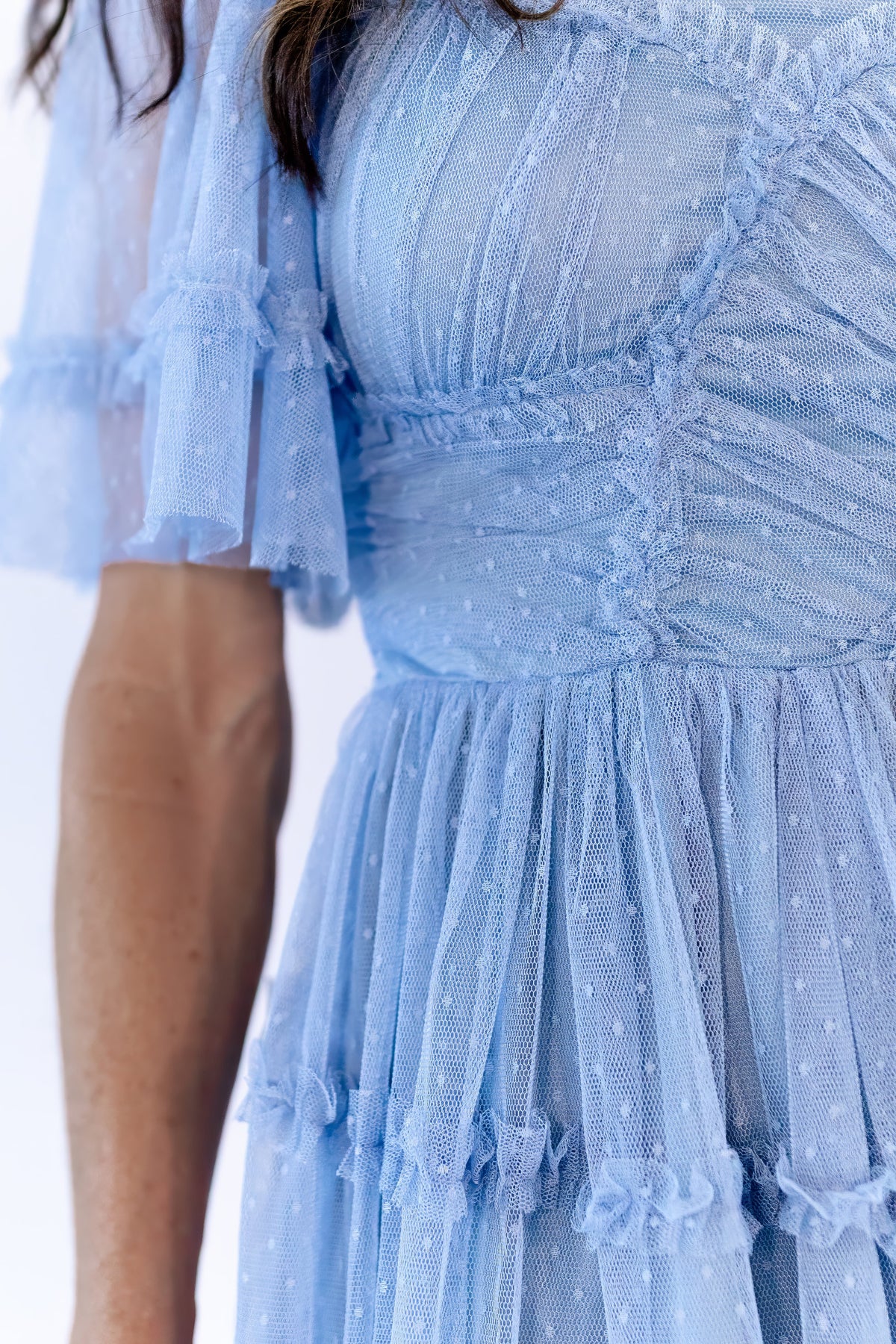 Georgina Mesh Dress · Dusty Blue