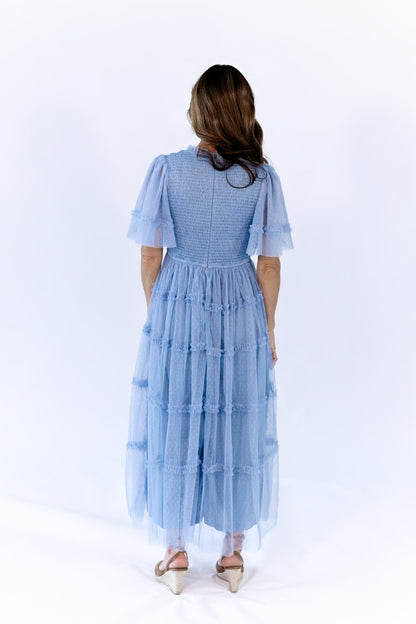Georgina Mesh Dress · Dusty Blue