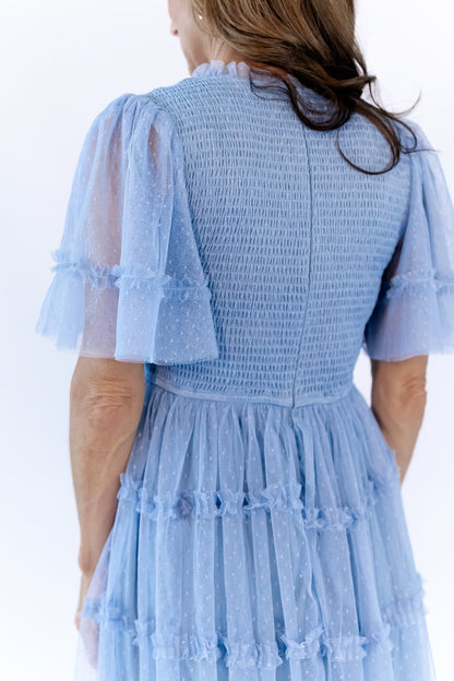 Georgina Mesh Dress · Dusty Blue