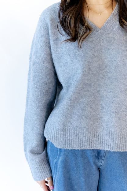 Heather Grey V-Neck Sweater