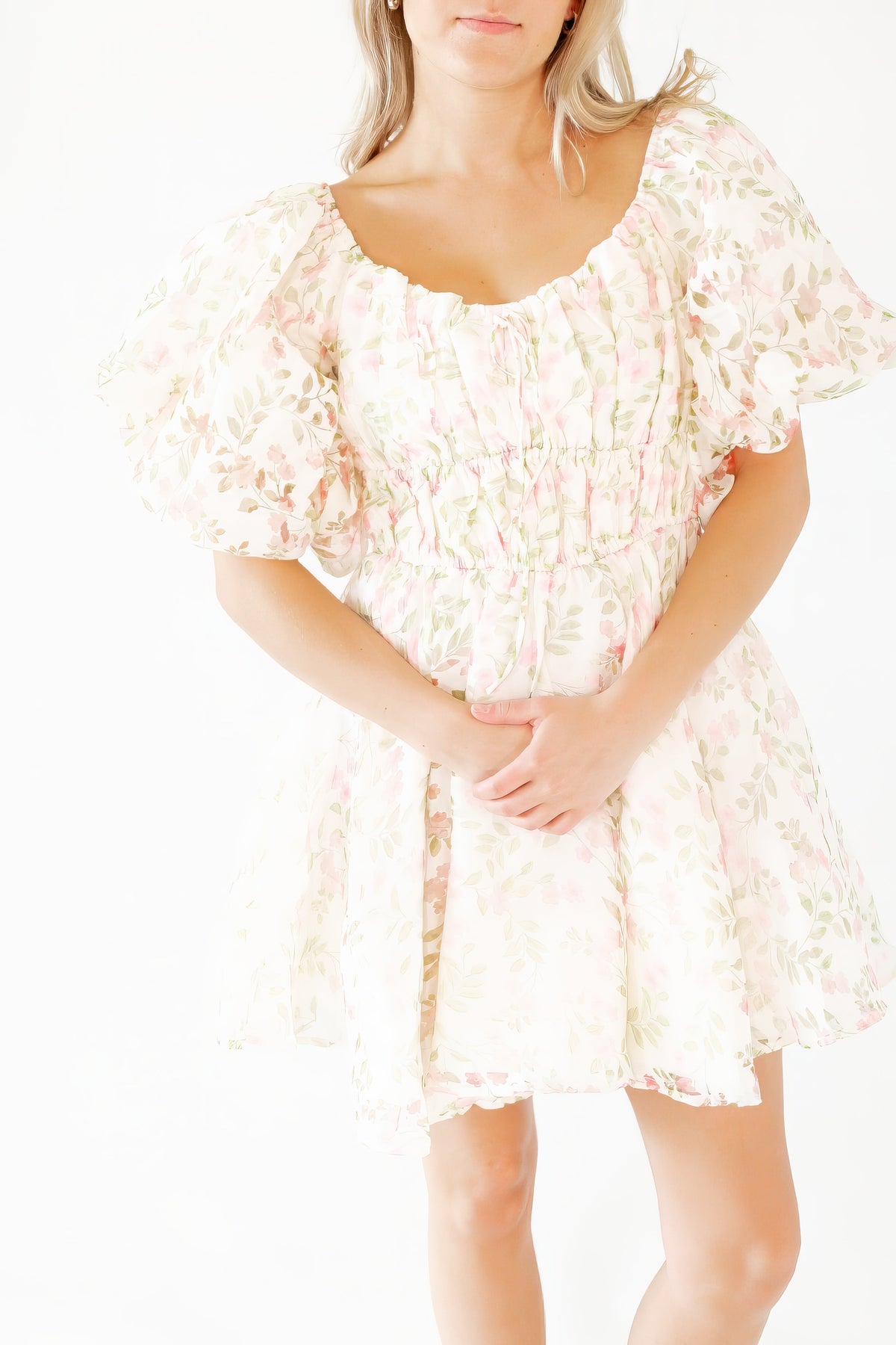 Broderie Bubble Sleeve Dress