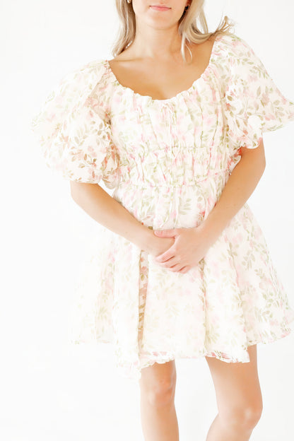 Broderie Bubble Sleeve Dress