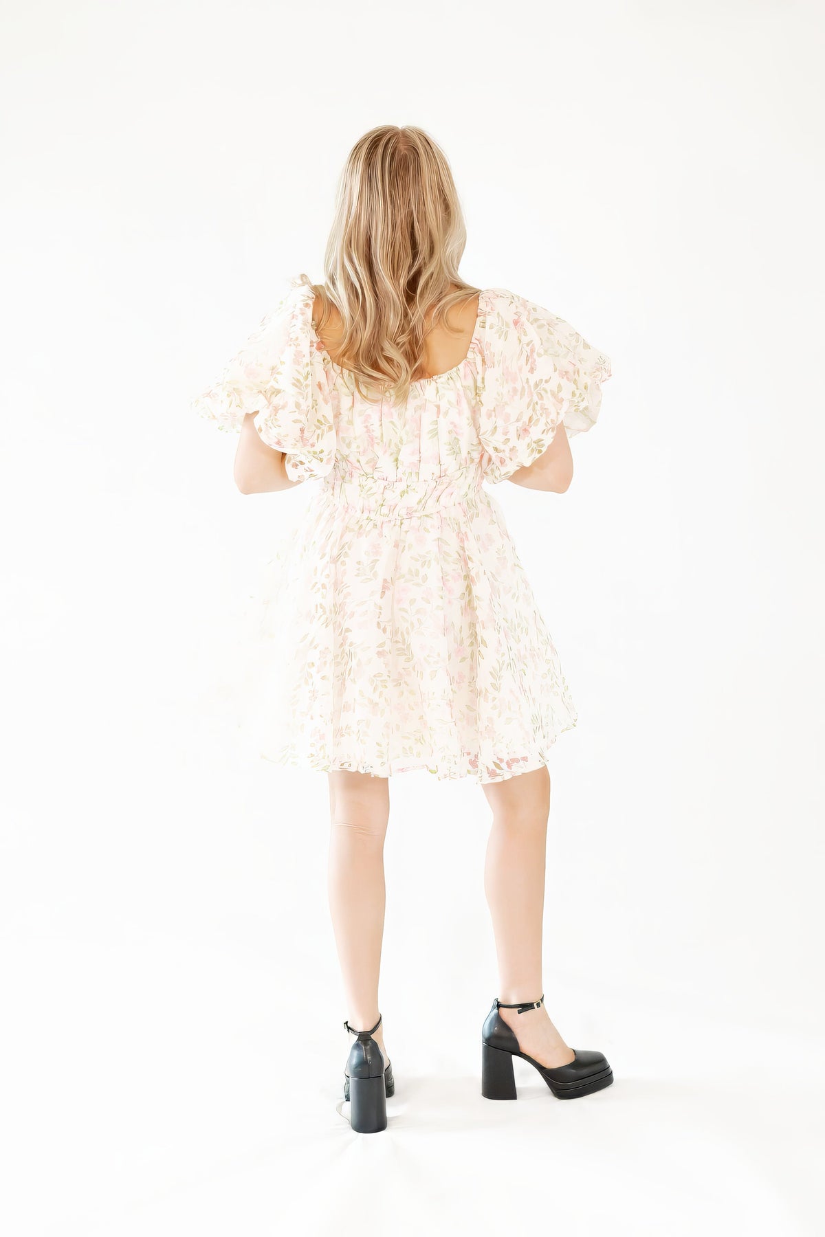 Broderie Bubble Sleeve Dress