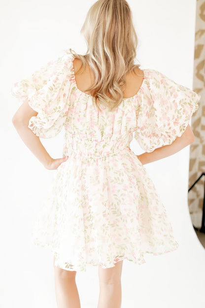 Broderie Bubble Sleeve Dress
