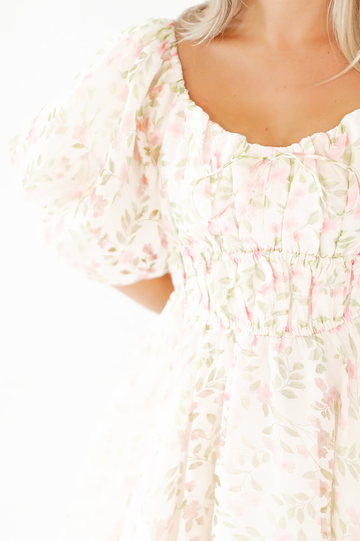 Broderie Bubble Sleeve Dress
