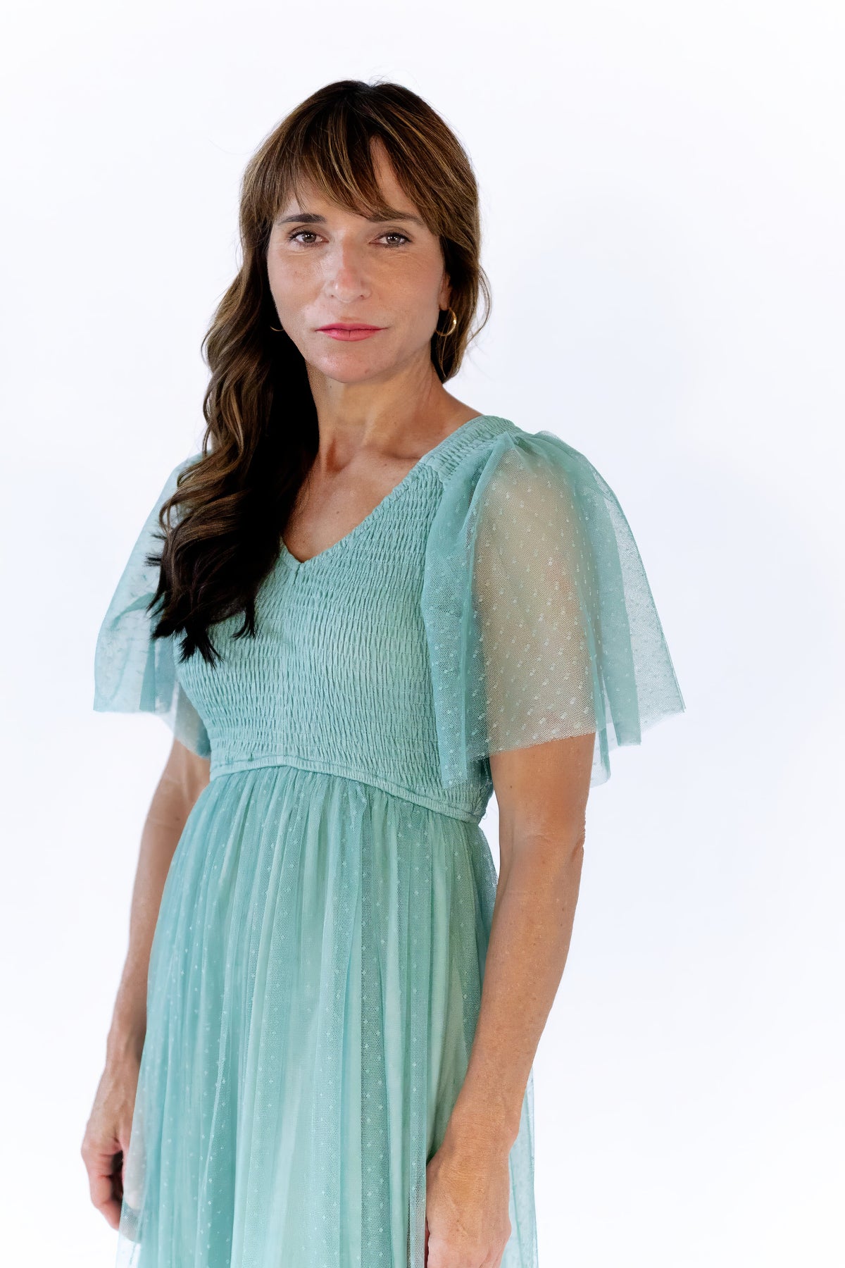 Celia Ruffled Mesh Dress · Sage Green