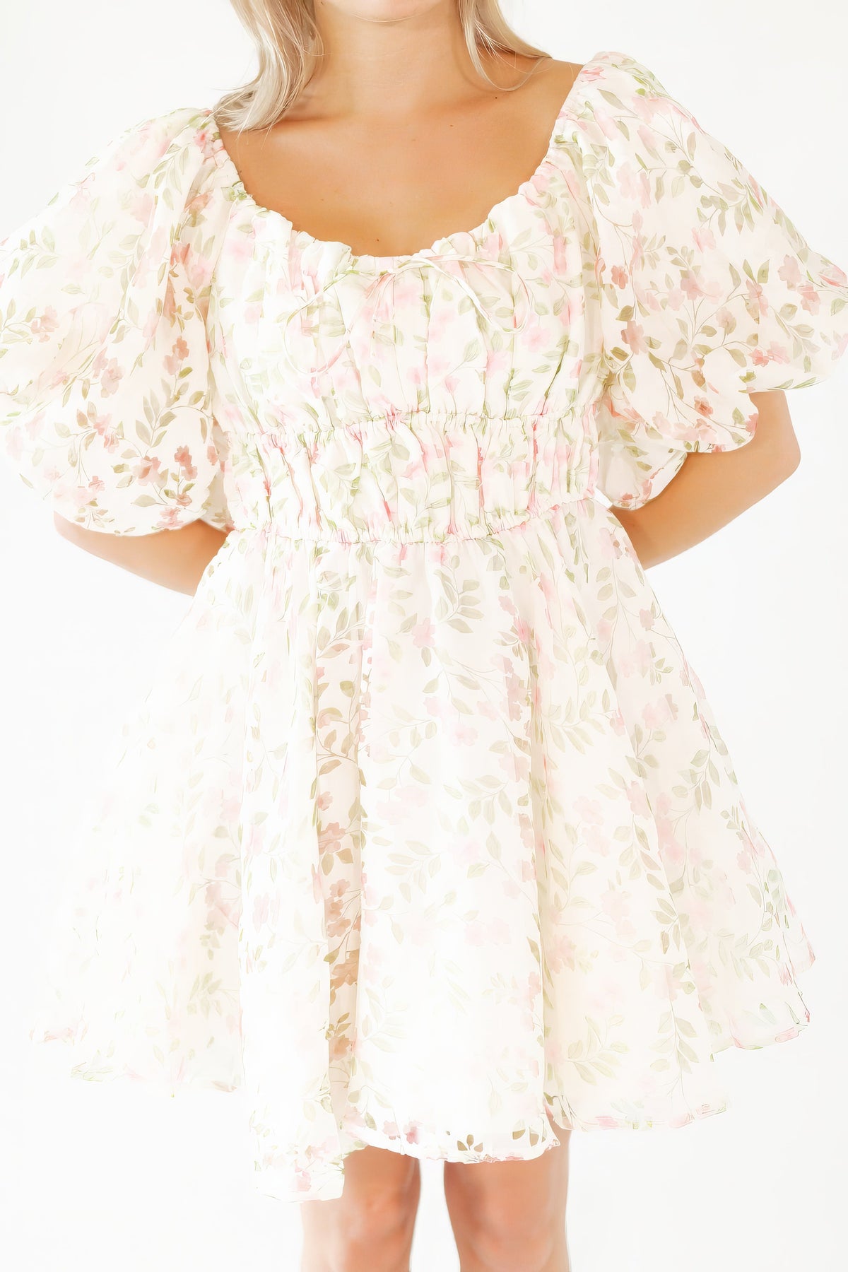 Broderie Bubble Sleeve Dress