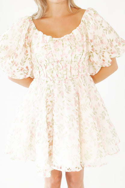 Broderie Bubble Sleeve Dress
