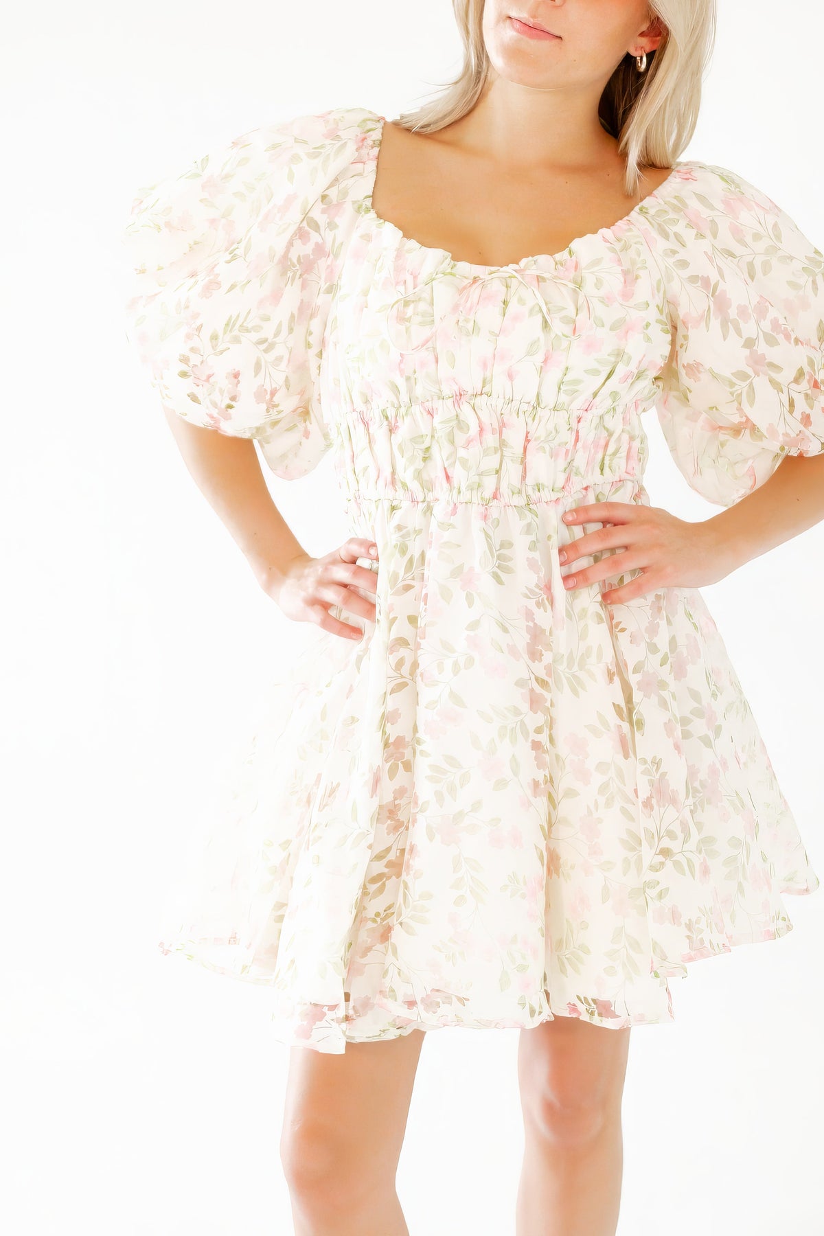 Broderie Bubble Sleeve Dress