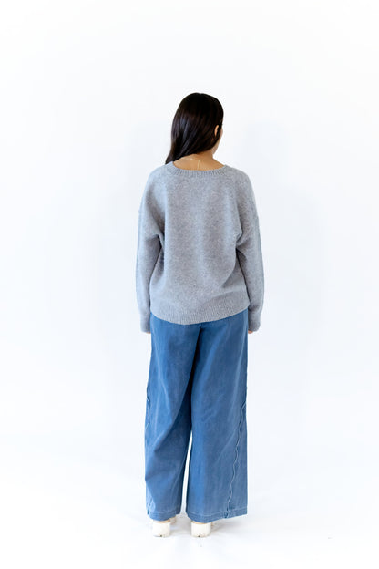 Heather Grey V-Neck Sweater