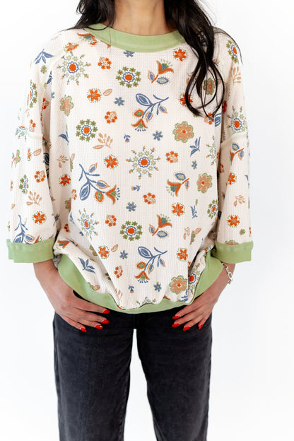 Leah Floral Henley Top
