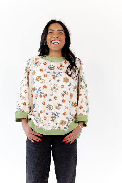 Leah Floral Henley Top