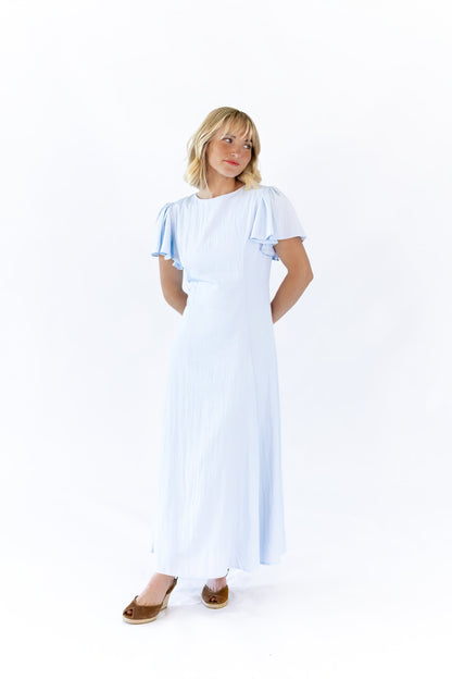 Enza Flutter Sleeve Dress · Blue