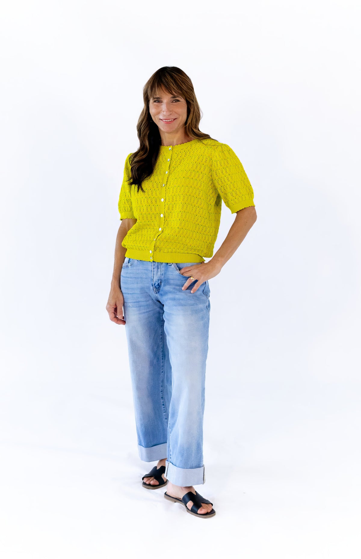 Anessa Pointelle Shirt · Lime