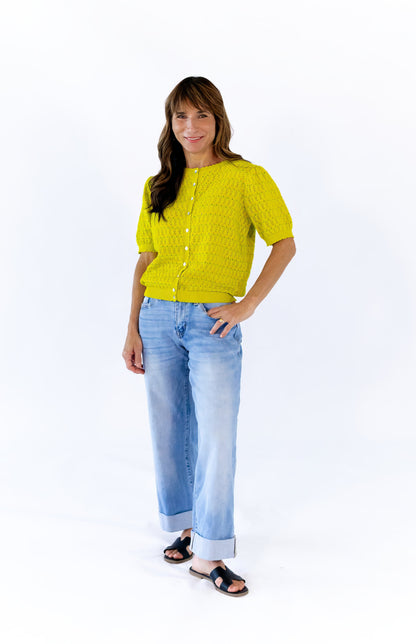 Anessa Pointelle Shirt · Lime