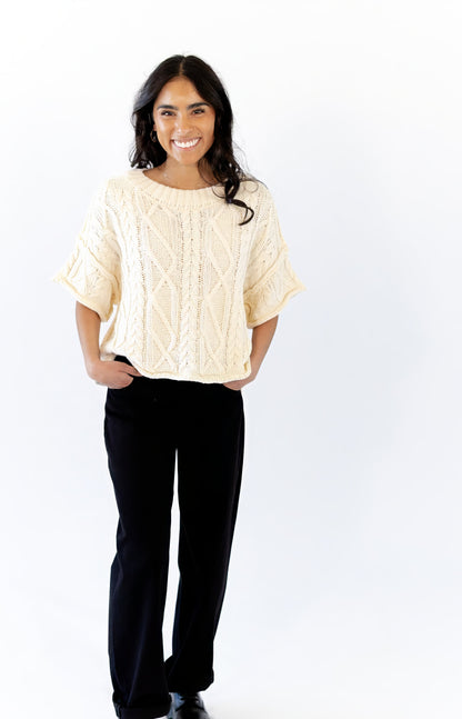 Rosette Cable Knit Top