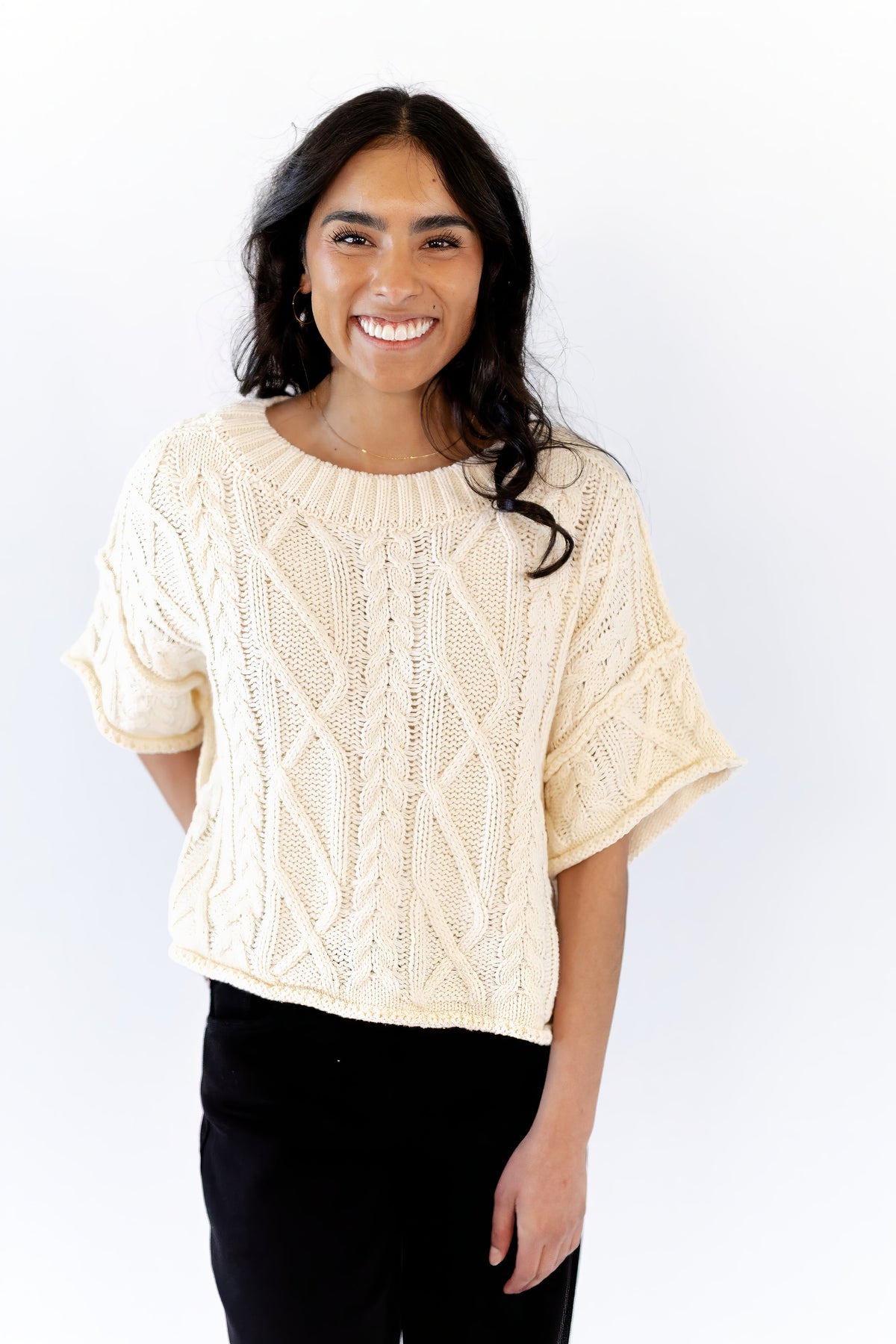 Rosette Cable Knit Top