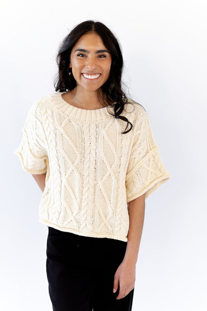 Rosette Cable Knit Top
