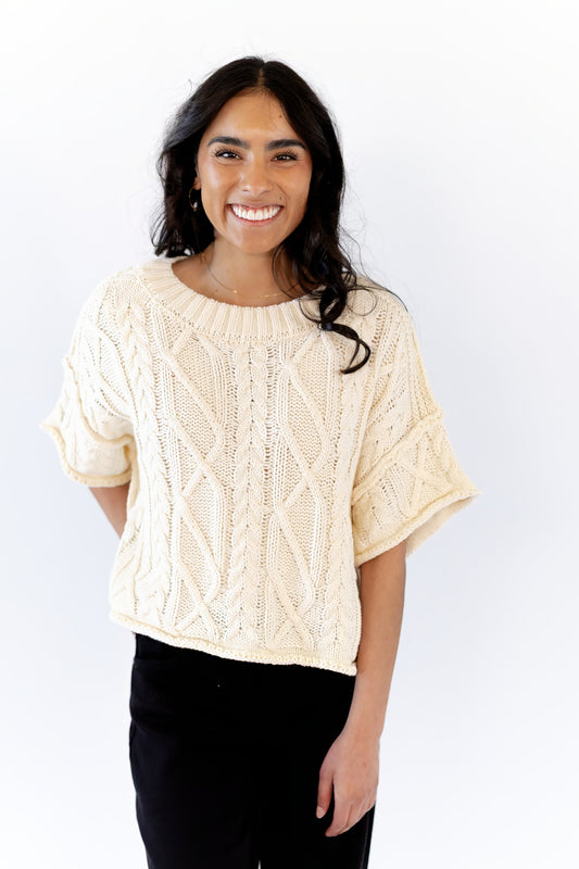 Rosette Cable Knit Top