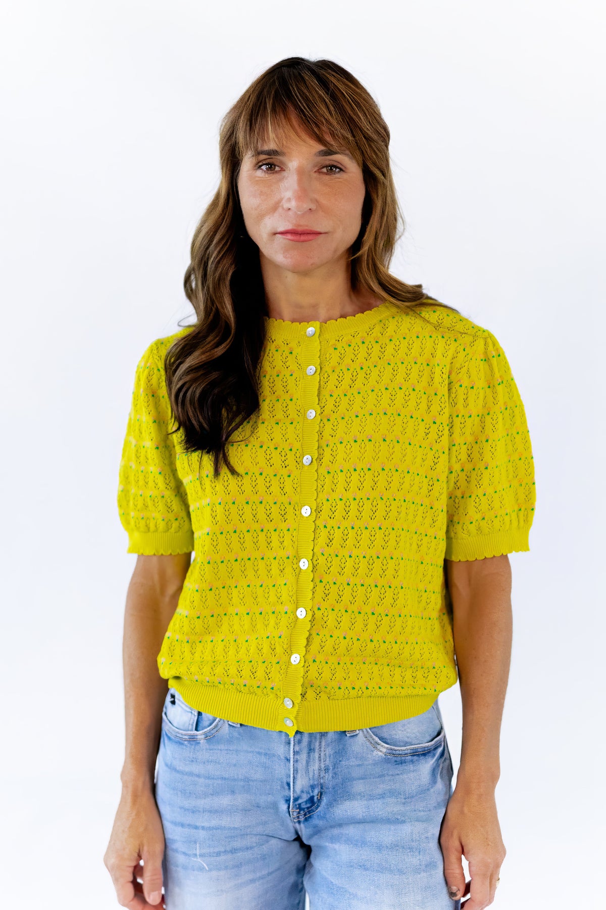 Anessa Pointelle Shirt · Lime