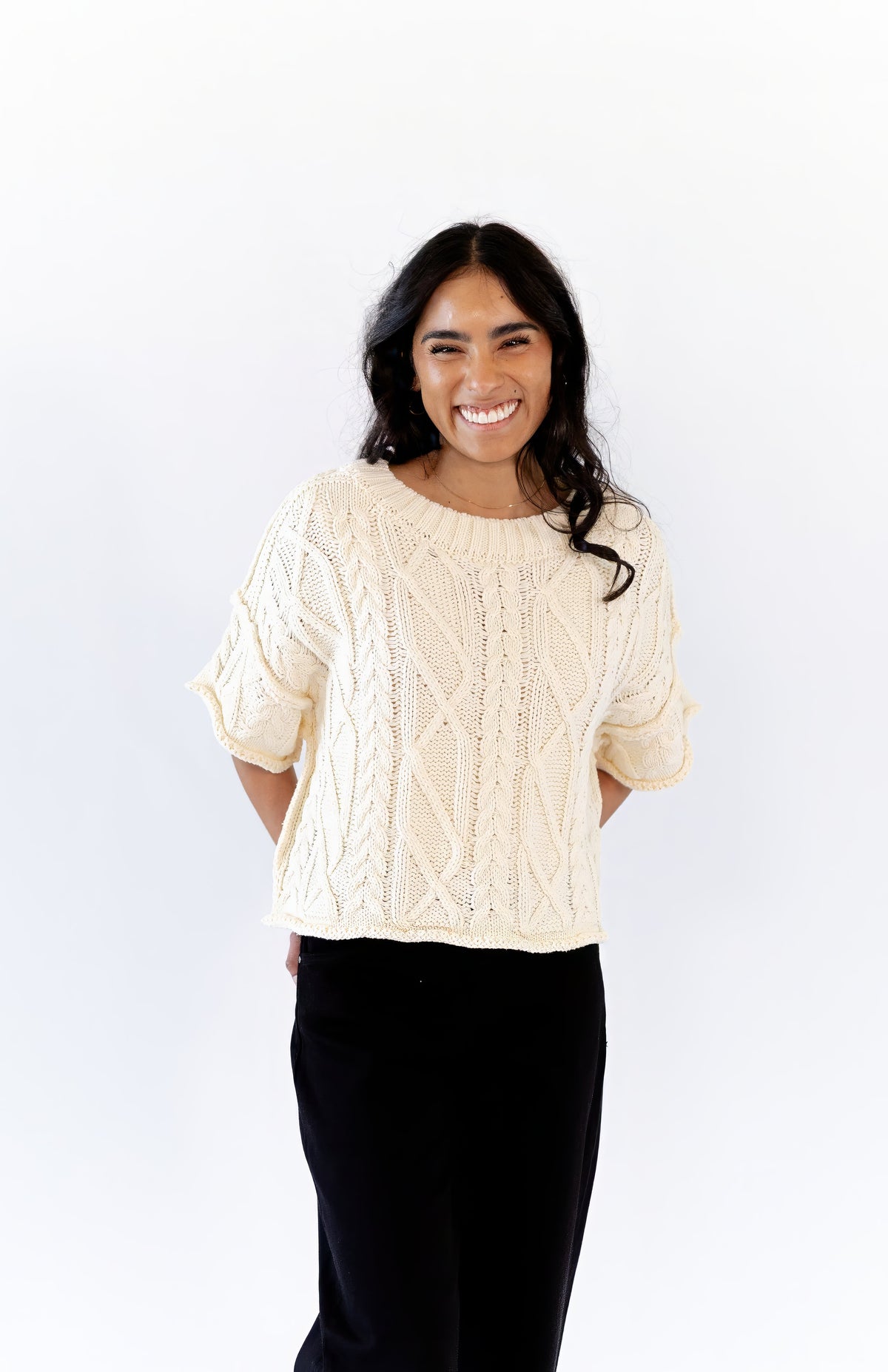 Rosette Cable Knit Top
