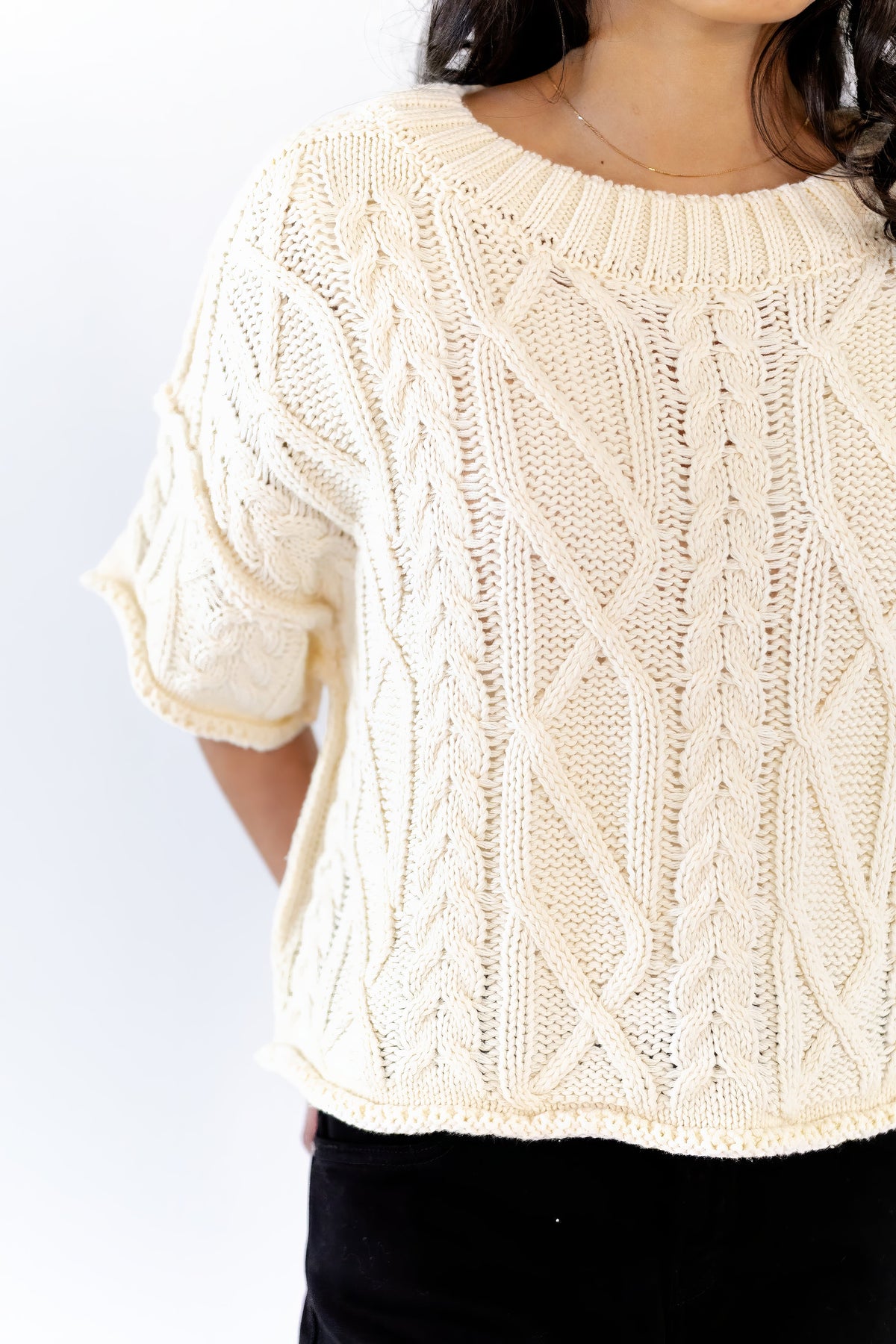 Rosette Cable Knit Top