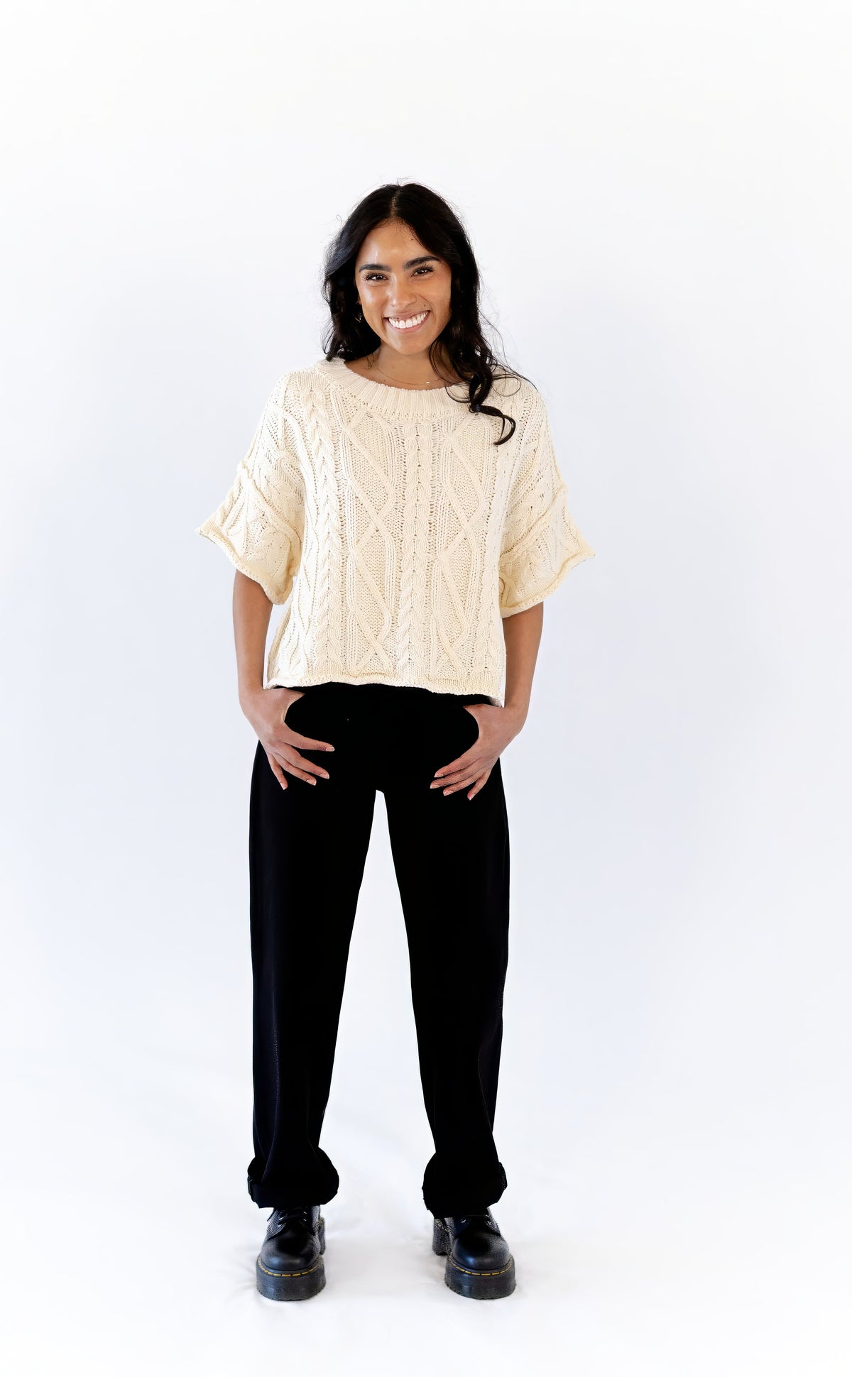 Rosette Cable Knit Top