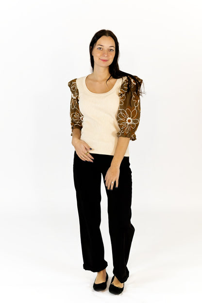 Hailey Embroidered Sleeve Top