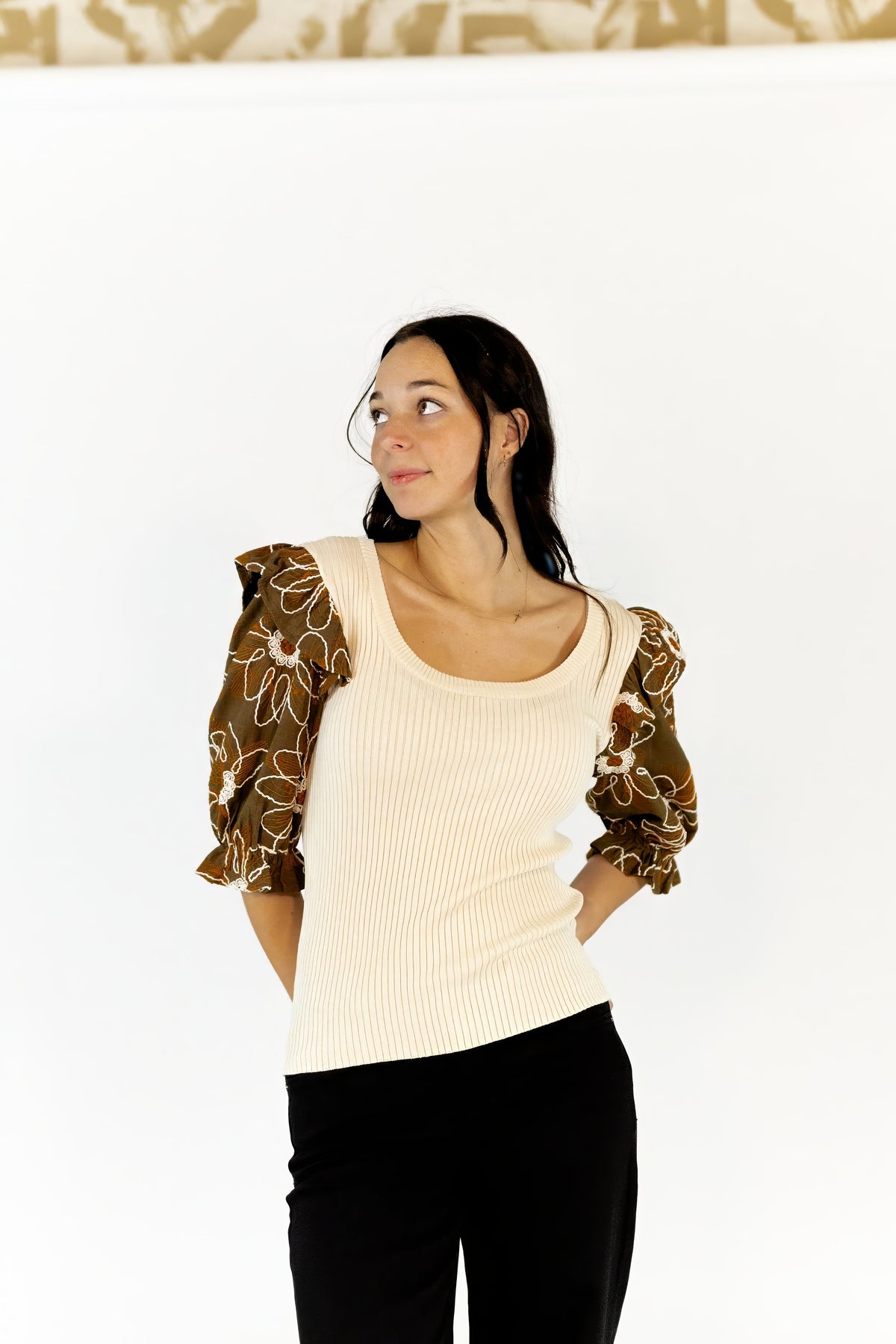 Hailey Embroidered Sleeve Top