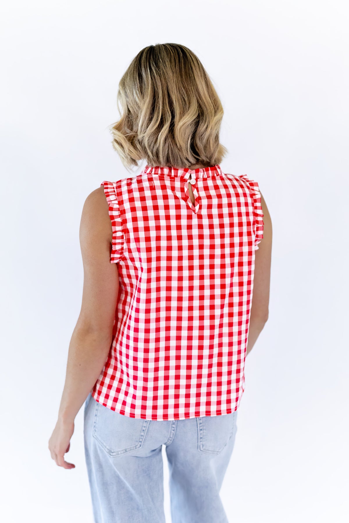 Laury Gingham Pintuck Top