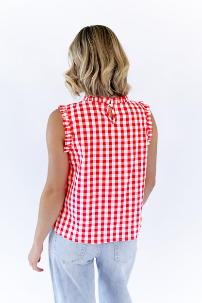 Laury Gingham Pintuck Top