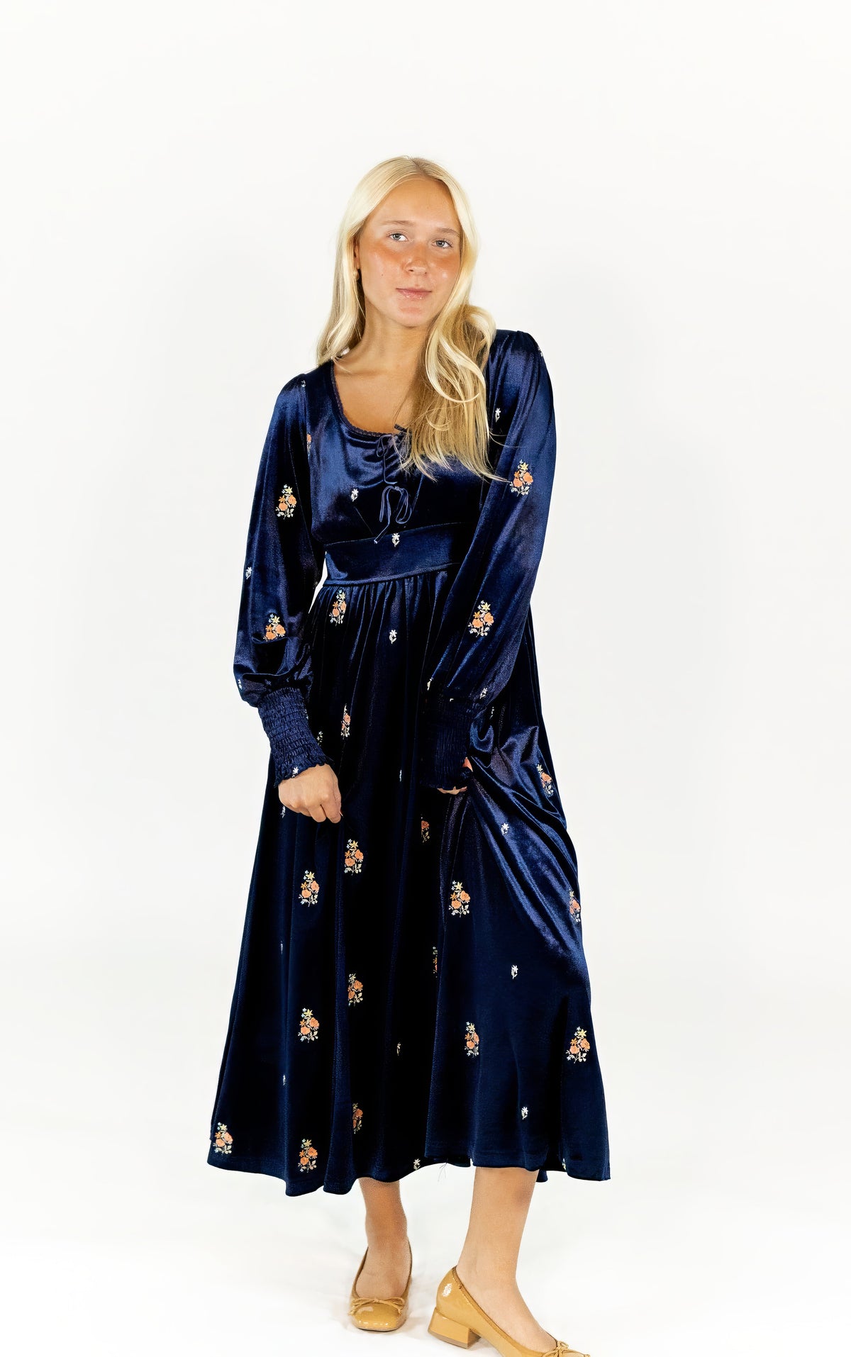 Alysha Velvet Embroidered Dress