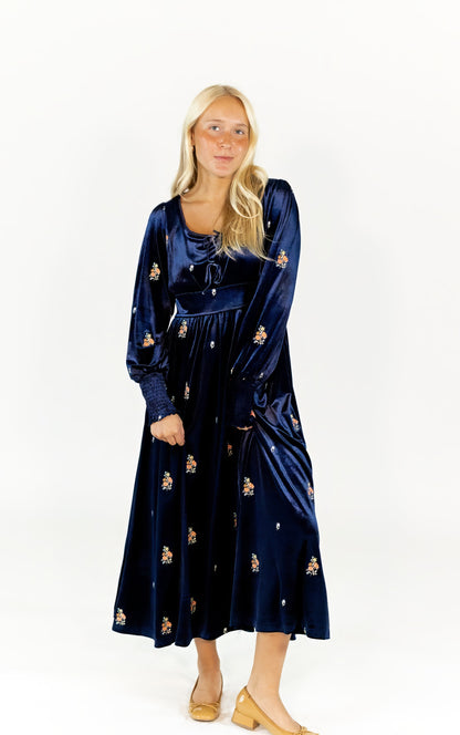 Alysha Velvet Embroidered Dress