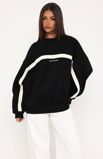 Take Another Chance Oversized Drop Shoulder Sweater Black