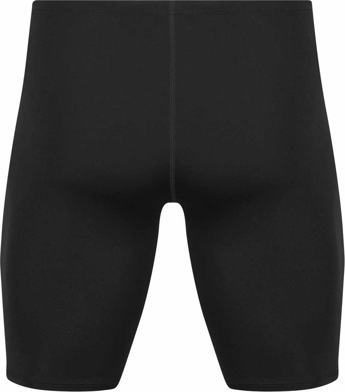 Amani Boys Jet Jammer in black, swim jammer with sleek design, featuring the Amanzi brand logo on the side.