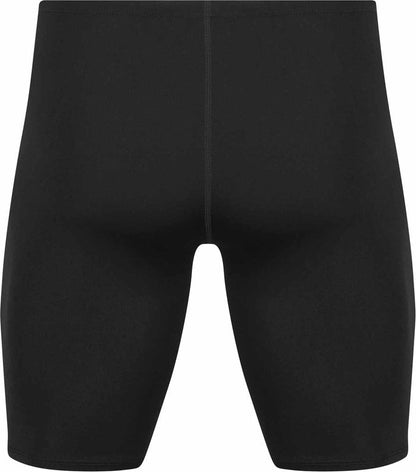 Amani Boys Jet Jammer in black, swim jammer with sleek design, featuring the Amanzi brand logo on the side.