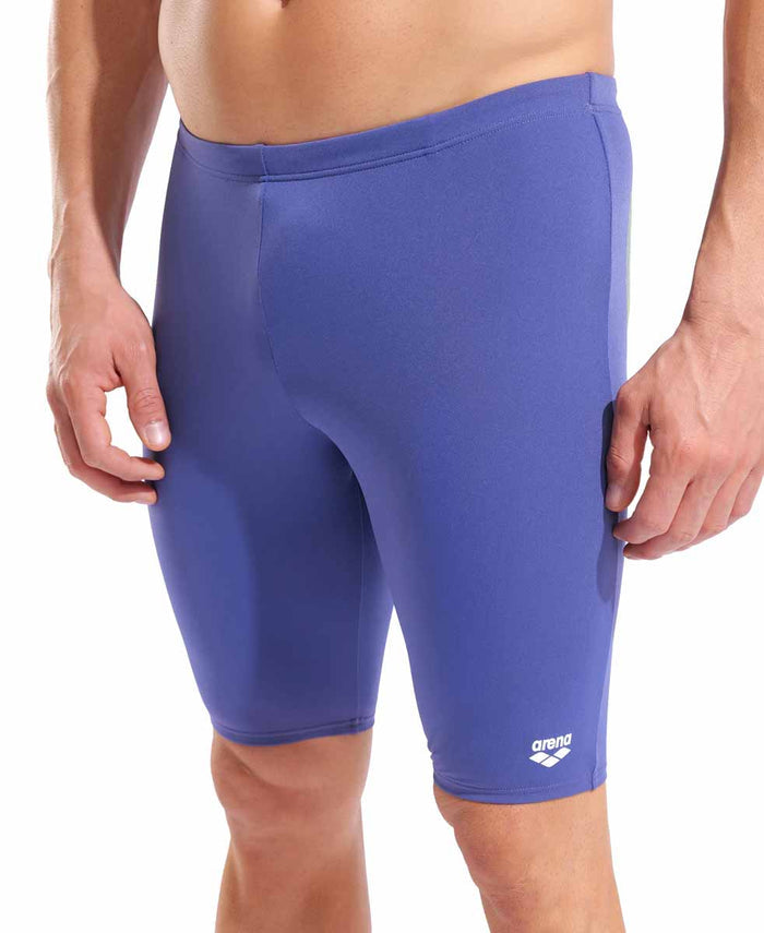 Arena men's dynamic swim jammer in future dusk and Arctic lime, featuring a sleek, fitted design for competitive swimming.