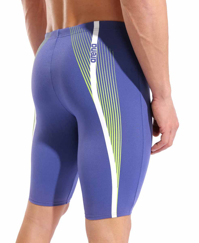 Arena men's Dynamic swim jammer in Future Dusk and Arctic Lime, featuring a sleek, form-fitting design for competitive swimming.