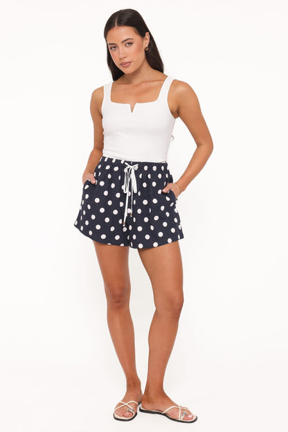 Wren Short - Navy Polka Dot