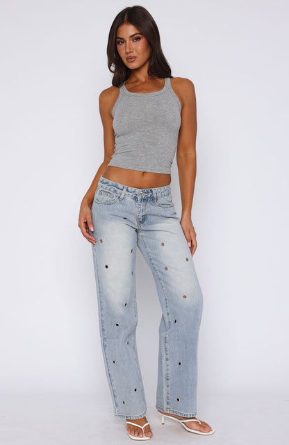 Athina Low Rise Wide Leg Jeans Light Blue