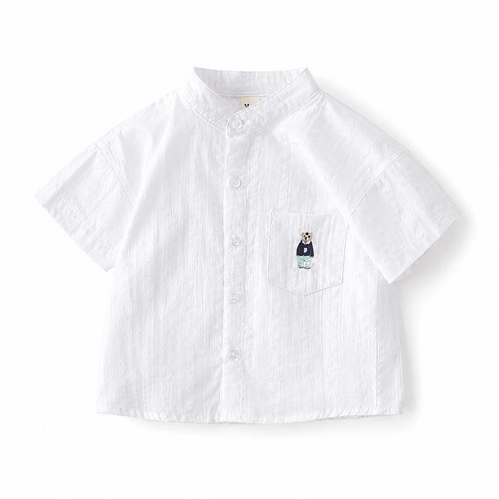 Cotton Shirt in White & Blue