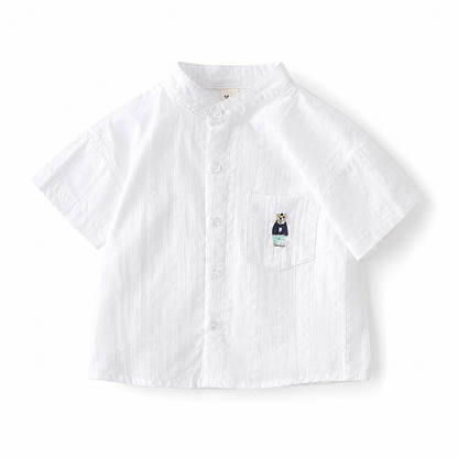 Cotton Shirt in White & Blue