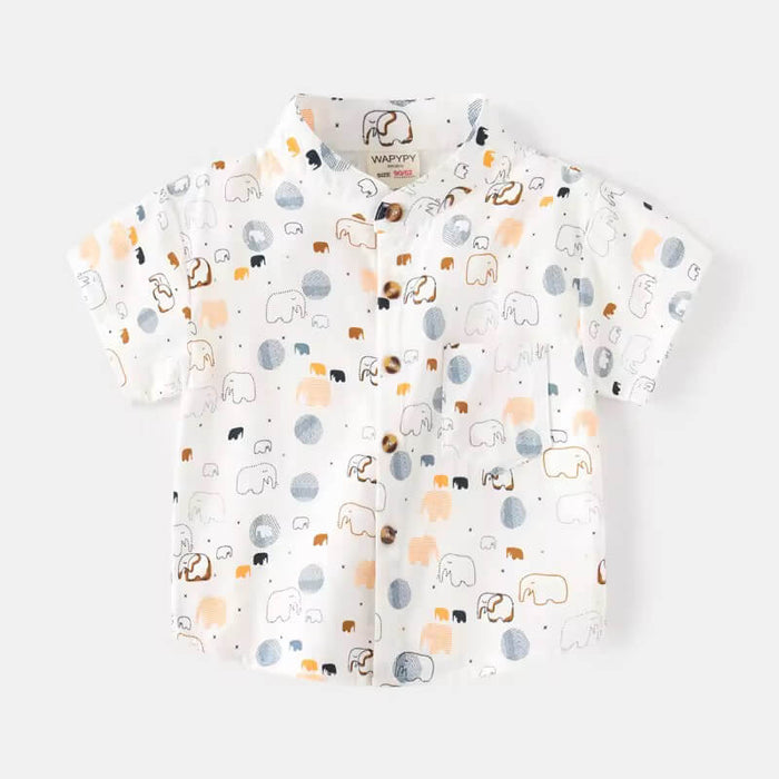 baby boy’s elephant print cotton shirt